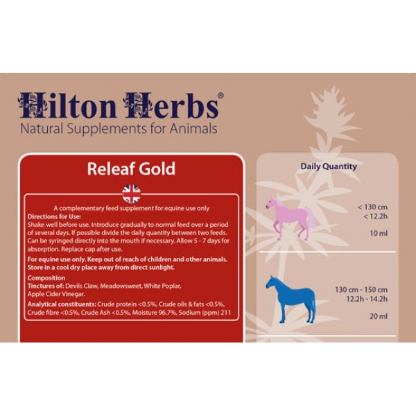 Releaf Gold - Instructions on back label